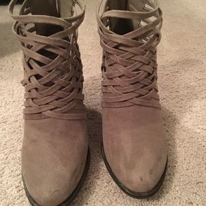 Fergie Tan Suede Booties Size 10